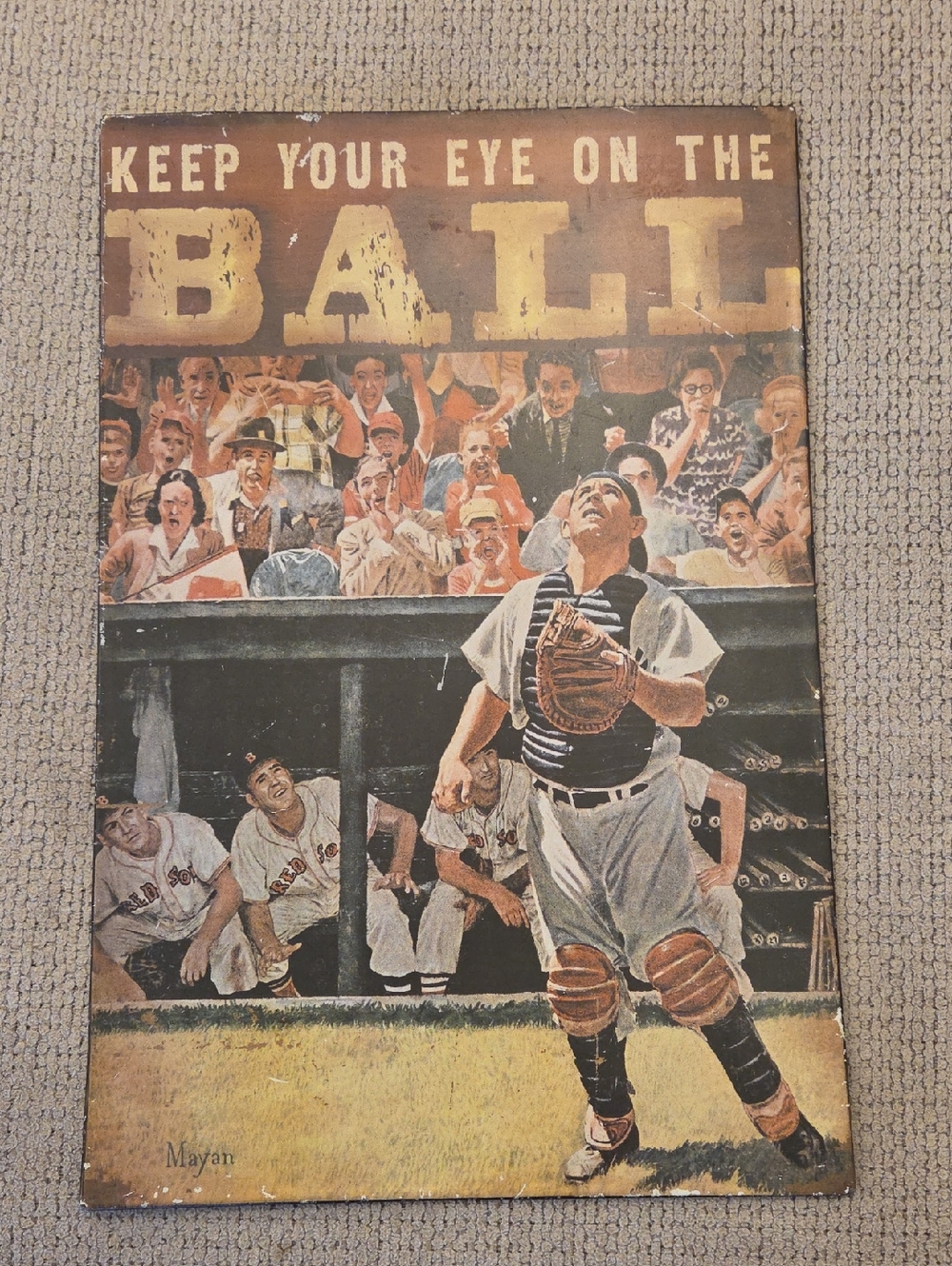 Vintage Style "Keep Your Eye on the Ball" Metal Signage